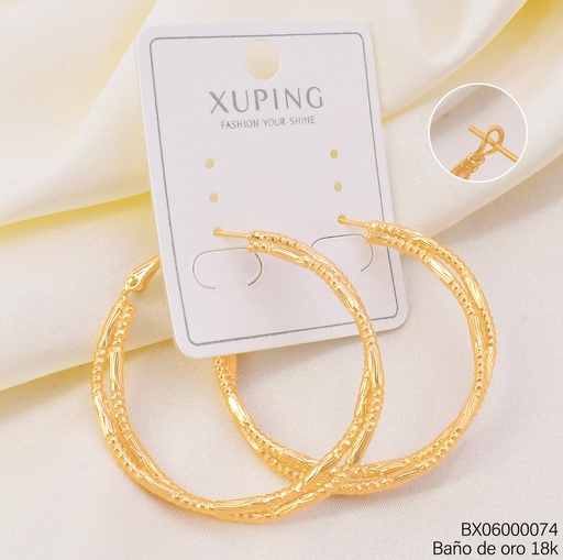[BX06000074] ARGOLLA BAÑO DE ORO 18K XUPING DIAMANTADA DOBLE 40MM SECCIONADA(5) X001187925