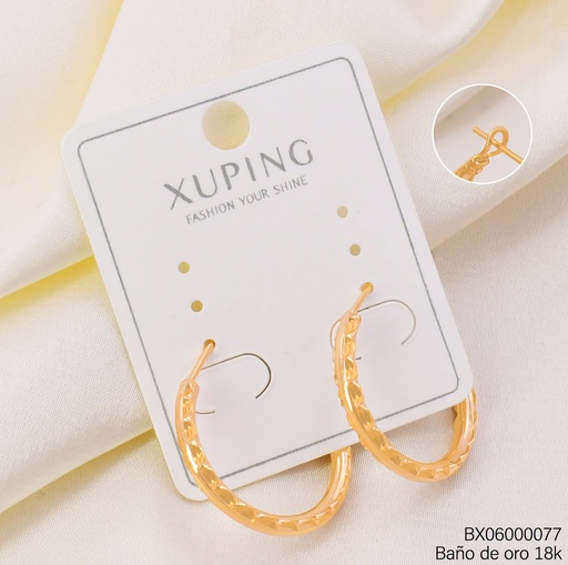 [BX06000077] ARGOLLA BAÑO DE ORO 18K.TEXTURA RD C/LINEA 24MM X001293081