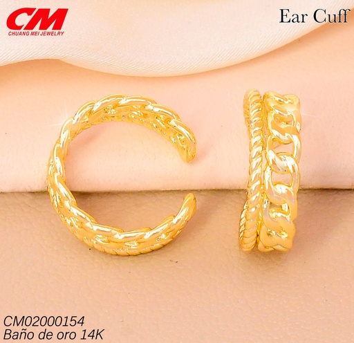 [CM02000154] EAR CUFF BAÑO DE ORO 14K. TORNEADO/CAD.  RJ-01960006 (27A)