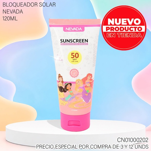 [CN01000202] BLOQUEADOR SOLAR DISNEY 120ML PRINCESA 50SPF DS92507