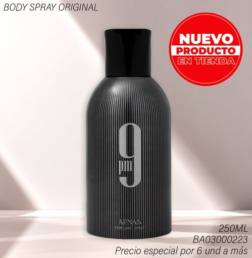 [BA03000223] BODDY SPRAY AFNAN 9PM DEO 250ML/8.45