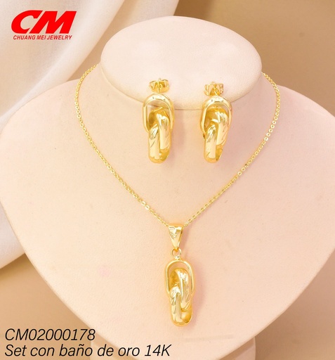 [CM02000178] SET BAÑO DE ORO BAÑO DE ORO 14K. OV. ENTRELAZADOS AT-01880001 (27A)
