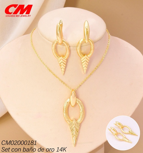 [CM02000181] SET BAÑO DE ORO BAÑO DE ORO 14K. OV. /FLECHA SECCIONADA (27A)