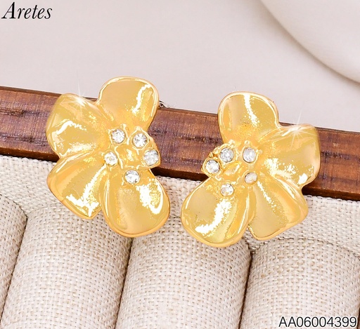 [AA06004399] ARETES FLOR 4 PETALOS ABANICO C/ZIRC. KE124056-SP (KS26)
