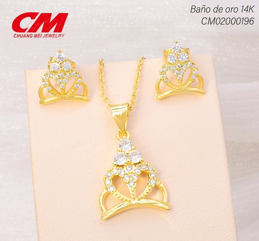 [CM02000196] SET BAÑO DE ORO  14K. CORONA ZIRC. GT-01600007 (27A)