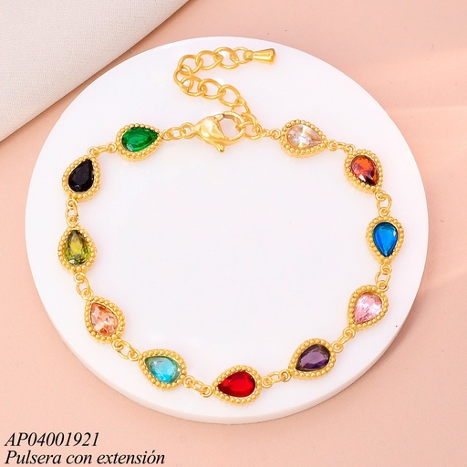 [AP04001921] PULSERA GOTAS ZIRC.COL. SURT.BORDES PUNTEADOS KB119411-SP (KS26)