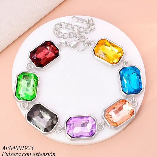 [AP04001923] PULSERA PLAT.7 ZIRC.COL.VARIOS HORIZ.KB216178-SP (KS26)