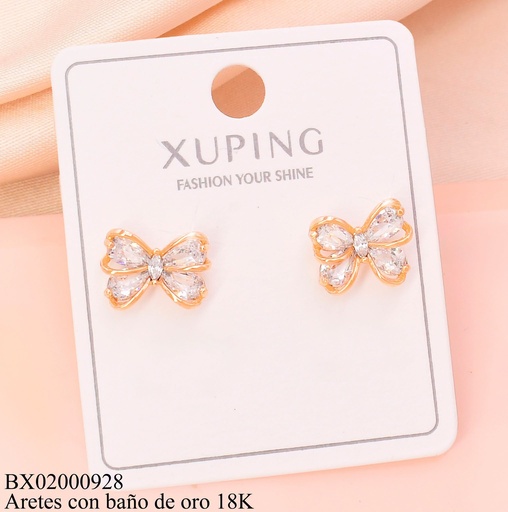[BX02000928] ARETES BAÑO DE ORO 18K.LAZO ZIRCONIAS (XL230926)
