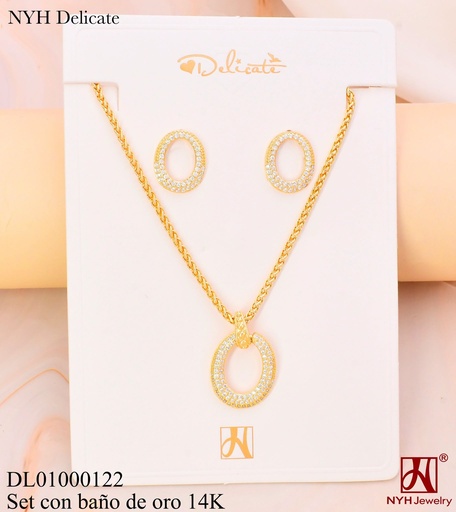 [DL01000122] SET BAÑO DE ORO 14K."0" ZIRCONIAS WD5605A MR (OC.)