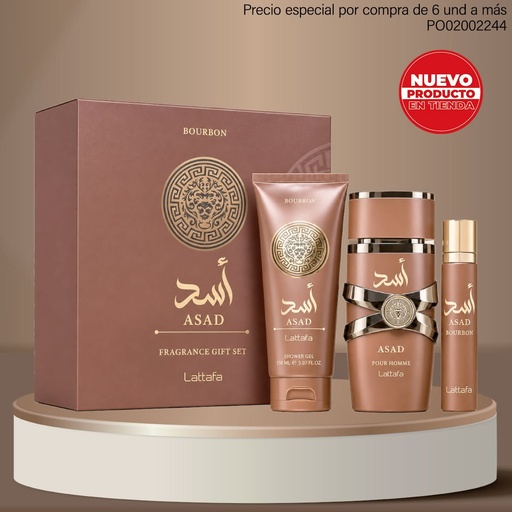 [PO02002244] ESTUCHE 3PCS LATTAFA ASAD BOURBON 100ML EDP+12ML+100ML