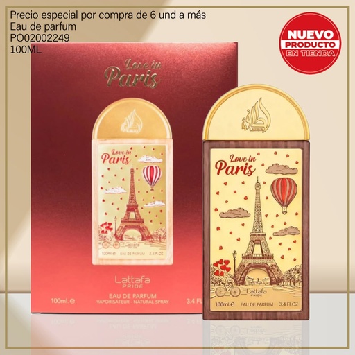 [PO02002249] PERFUME PRIDE LOVE IN PARIS LATTAFA 100ML EDP