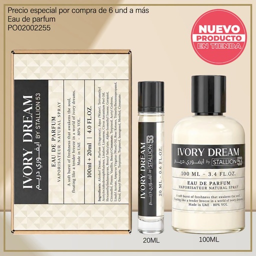 [PO02002255] ESTUCHE PERFUMES 2PCS IVORY DREAM BY STALLION 53 UNISEX 100ML+20ML EDP