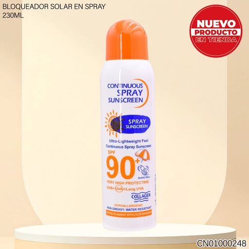 [CN01000248] BLOQUEADOR SOLAR SPRAY 230ML 90SPF 7965