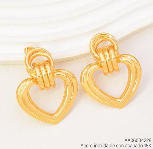 [AA06004228] ARETES RD. CORAZON ENTRE ACERO INOX. ACABADO 18K (2V26)