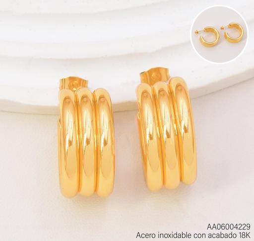 [AA06004229] ARETES (C) LINEAS ACERO INOX. ACABADO 18K (2V26)