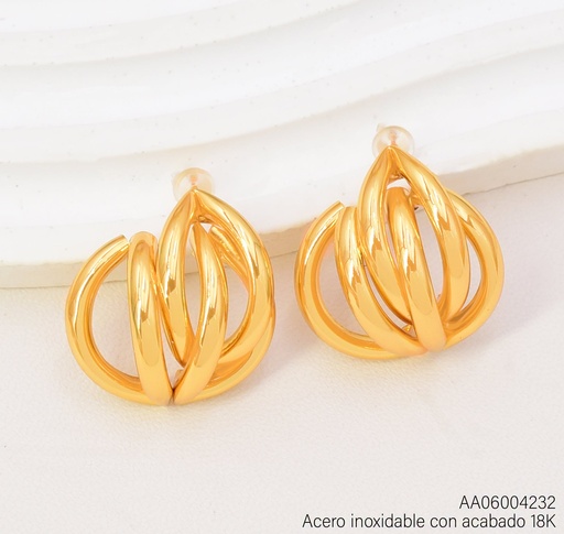 [AA06004232] ARETES HOJA (C) ENTRE ACERO INOX. ACABADO 18K (2V26)