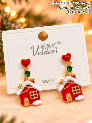 [BV01000262] ARETES BAÑO DE ORO 14K. CASA EH-3219 (2VEI211026)