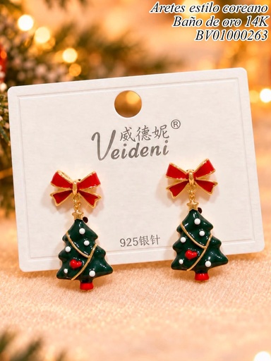 [BV01000263] ARETES BAÑO DE ORO 14K. ARBOL EH-3219 (2VEI211026)