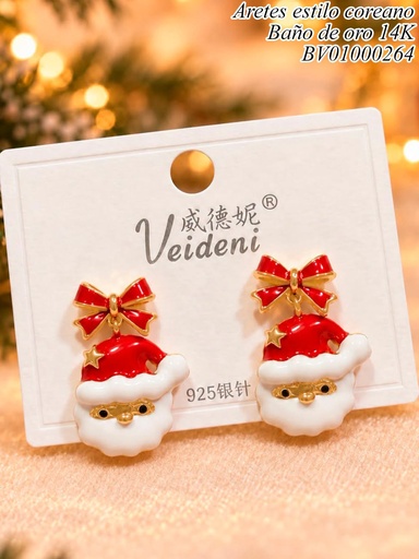[BV01000264] ARETES BAÑO DE ORO 14K.SANTA C/LAZO EH-3219 (2VEI211026)