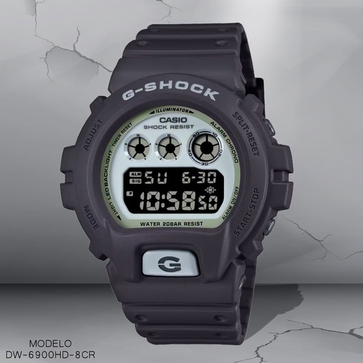 [DW-6900HD-8CR] RELOJ CASIO G-SHOCK DIGITAL CAB.  DW-6900HD-8CR RESINA GRIS.