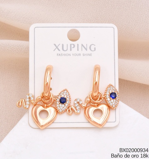 [BX02000934] ARETES HUGGIES BAÑO DE ORO 18K.OJO/COR/SERPIENTE (XAG)