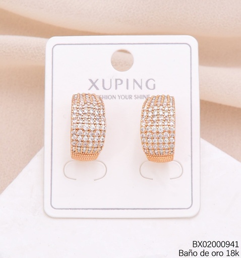 [BX02000941] ARETES BAÑO DE ORO 18K."C" ANCHAS ZIRCONIAS (XAG)