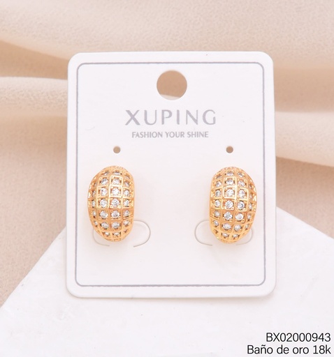 [BX02000943] ARETES BAÑO DE ORO 18K."C" CD C/ZIRC.(XAG)