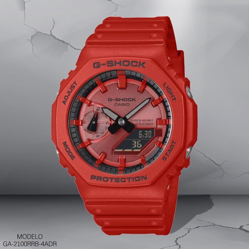 [GA-2100RRB-4ADR] RELOJ CASIO G-SHOCK ANA/DIG. CAB.  GA-2100RRB-4ADR (5611) RESINA ROJA.