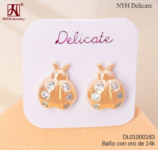 [DL01000183] ARETES BAÑO DE ORO 14K.MARIQUITA DOR.ZIRC NSH12A (DEL211026)