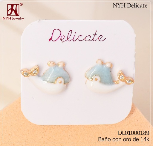 [DL01000189] ARETES BAÑO DE ORO 14K.DELFIN COL.SY1015C (DEL211026)