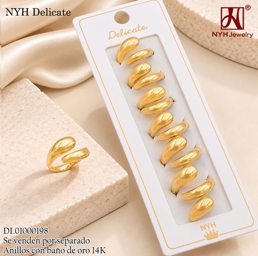 [DL01000198] ANILLO BAÑO DE ORO 14K.  EXTREMOS OV. DGYH2596E (DEL211026)