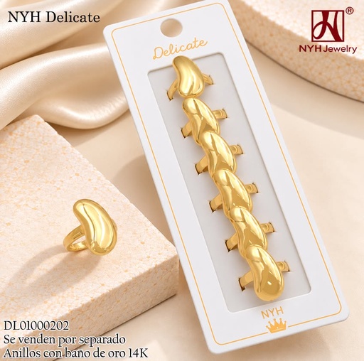 [DL01000202] ANILLO BAÑO DE ORO 14K. GOTA LISA ZWQ184A (DEL211026)