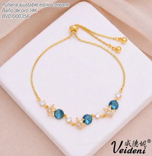 [BV01000356] PULSERA AJUSTABLE BAÑO 14K. ESTRELLA/ZIRC.RD SL-0599 (2VEI211026)