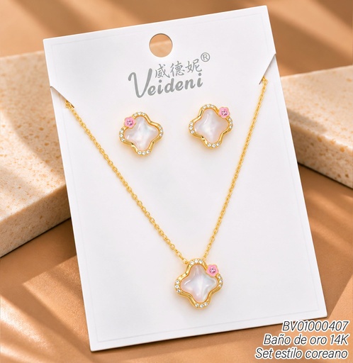 [BV01000407] SET BAÑO DE ORO 14K.VAN CLEEF AMBARC/ZIRC. WTZ-547 (VEI211026)