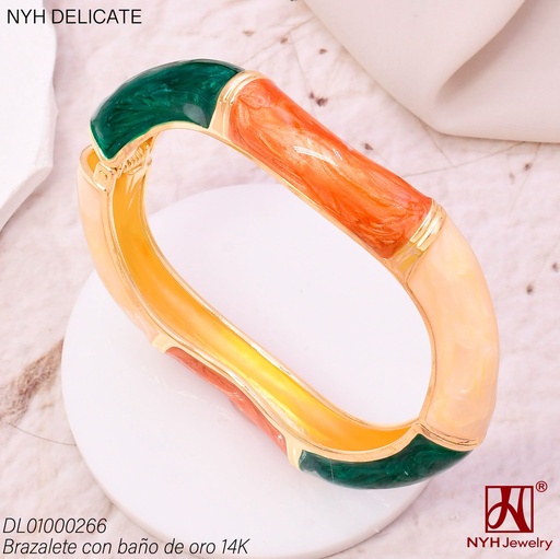 [DL01000266] BRAZALETE BAÑO DE ORO 14K. ESMALTADO COLORES (DEL211026)
