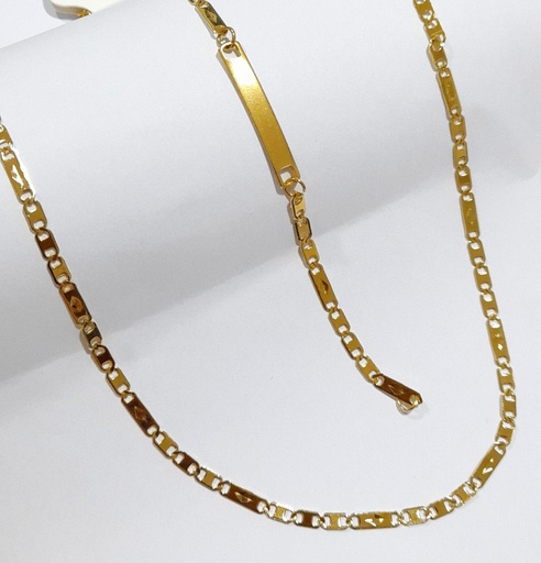 [AS10000050]  SET CADENA Y PULSERA CON PLACA DISEÑOS VARIADOS DE 3.5NK