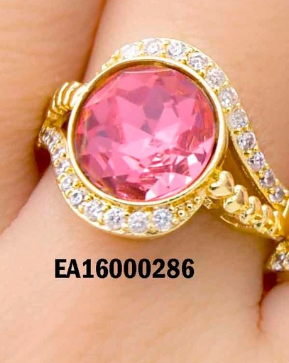 [EA16000286] ANILLO DORADO ZIRCONIA FUCSIA RD ZIRC SUP/INF