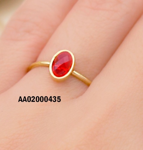 [AA02000435] ANILLO FINO AJUSTABLE ZIRCONIA ÓVALO ROJO