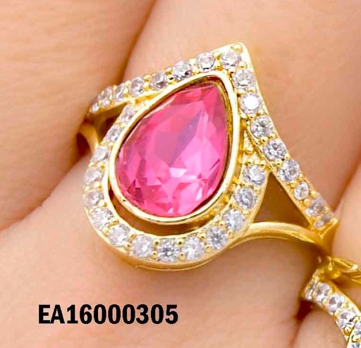 [EA16000305] ANILLO GOTA FUCSIA BORDES DE ZIRCONIAS
