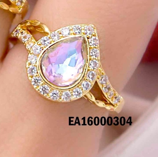 [EA16000304] ANILLO GOTA TORNASOL BORDES DE ZIRCONIAS