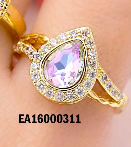 [EA16000311] ANILLO GOTA TORNASOL BORDES DE ZIRCONIAS