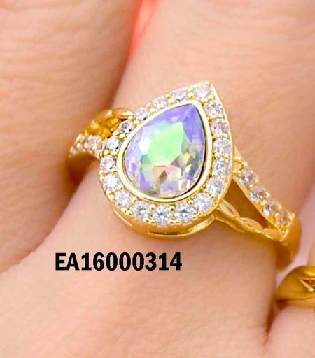[EA16000314] ANILLO GOTA TORNASOL ROSADO BORDES DE ZIRCONIAS