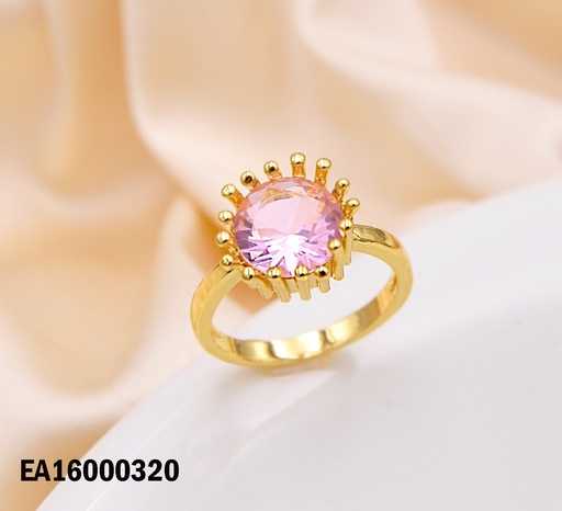 [EA16000320] ANILLO PIEDRA REDONDA ROSADA