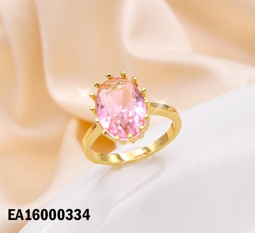 [EA16000334] ANILLO PIEDRA ZIRCONIA OVALADA ROSADA