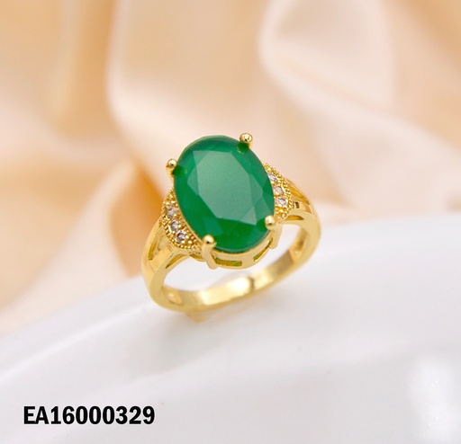 [EA16000329] ANILLO PIEDRA ZIRCONIA OVALADA VERDE