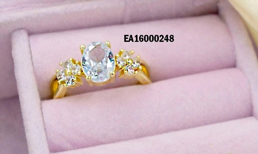 [EA16000248] ANILLO SOLITARIO CON FLORES CRISTALES LATERALES