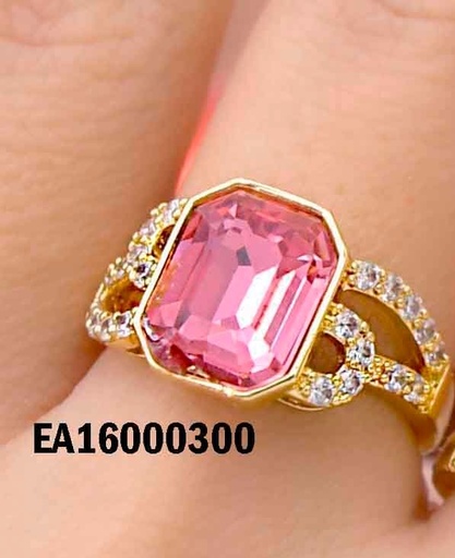 [EA16000300] ANILLO ZIRCONIA RECTANGULAR FUCSIA ZIRC LATERALES