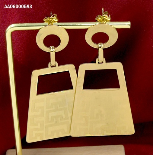 [AA06000583] ARETE DE COLGAR PLACA CUADRADA CON DIBUJOS