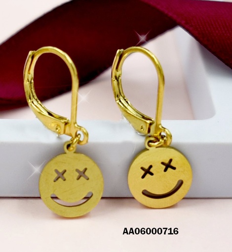 [AA06000716] ARETES DE COLGAR CARITA SONRIENTE OJOS X X