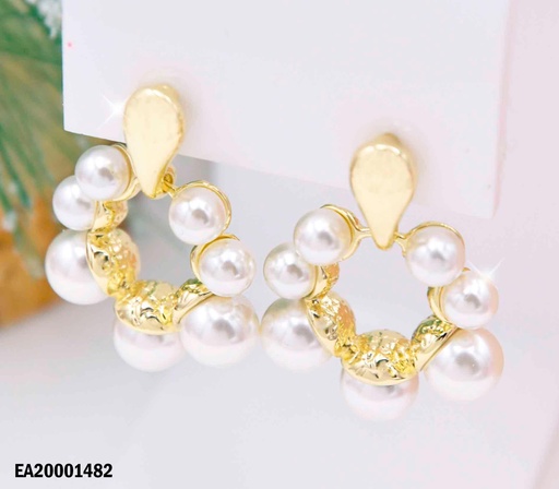 [EA20001482] ARETES DE COLGAR CÍRCULO PERLAS TAMAÑOS ASCENDENTES